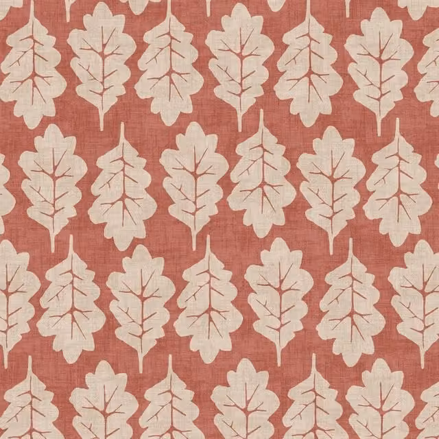 iLiv Oak Leaf Gingersnap Floral Cotton Fabric in Red