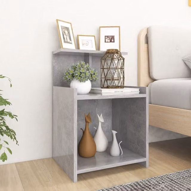 Berkfield Home Bed Cabinets, 2 Piece Set in Concrete Grey, W/D/H: 40 x 35 x 60 cm – 1