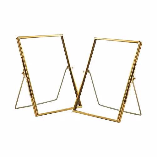 Nicola Spring Metal Photo Frames, Pack of 2, Gold, Fits 13 x 18 cm Photos – 1