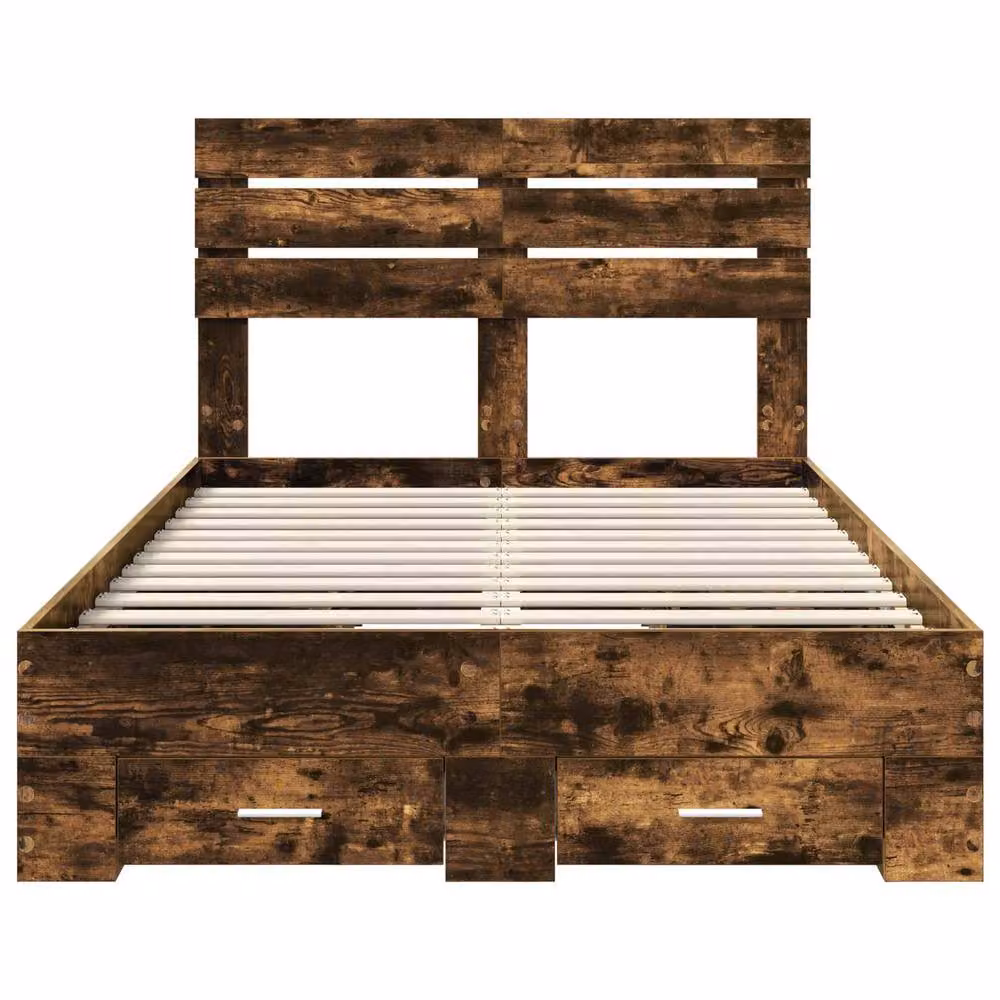 Berkfield Home Modern Bed Frame with Drawers in Smoked Oak Brown, W/D/H: 120 x 190 cm – 4