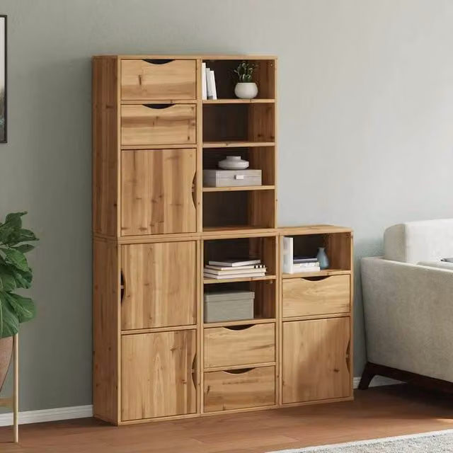 Berkfield Home ODDA Side Cabinets, Set of 5, Brown Solid Wood Pine, W: 40 cm, D: 24 cm, H: 79 cm