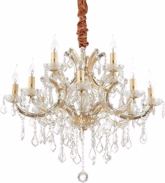 Netlighting Napoleon 12 Light Gold Pendant Light with Crystal and Glass