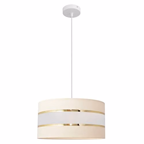 Netlighting Helen Cylindrical Pendant Ceiling Light in Beige, Gold and White, Diameter: 40 cm