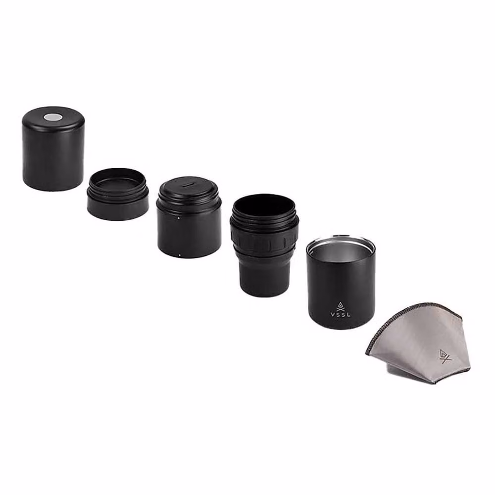 VSSL Nest Pour-Over Coffee Kit with Two Double Wall Insulated Mugs in Black – 11