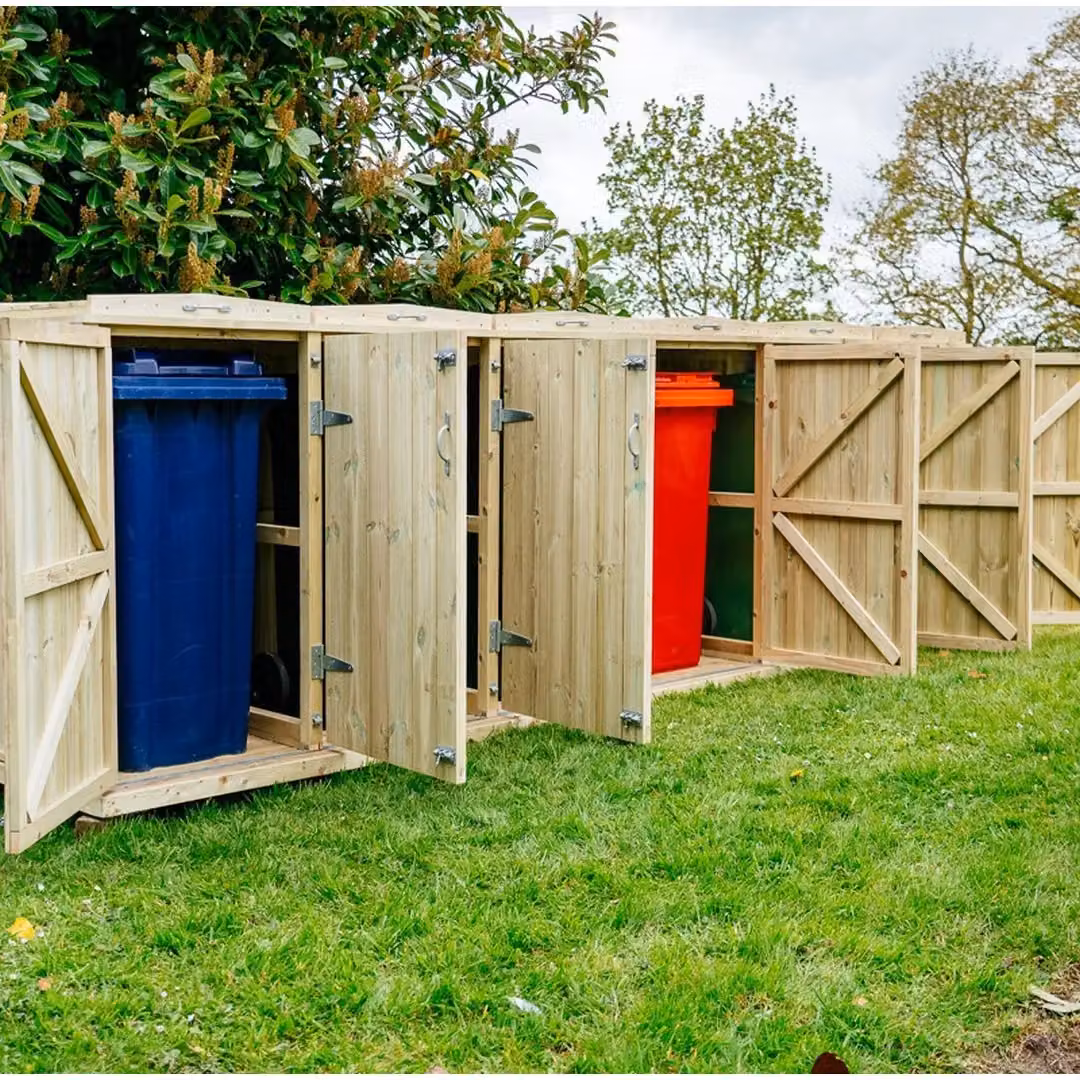 Buttercup Farm Shireburn Sextet Wheelie Bin Store in Brown Timber for 6 x 360L Bins – 2