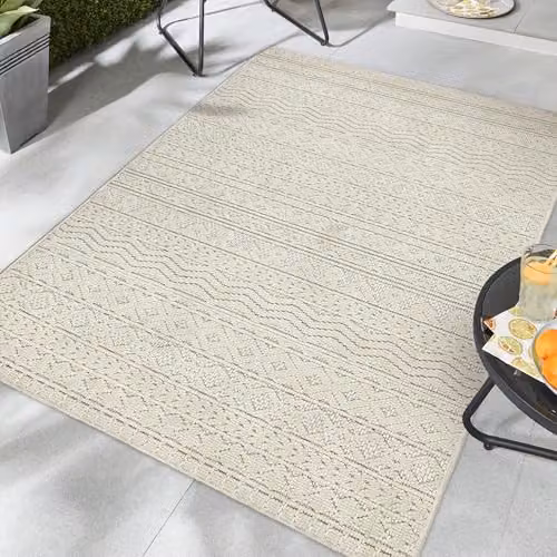 Giza Carpet Origins Atlas Graphic Rectangular Striped Kitchen Rug in Cream and Beige, W: 160 cm, D: 230 cm – 2