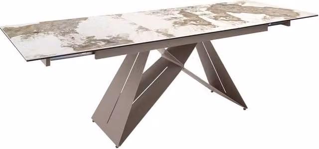Angel Cerda Modern Rectangular Extendable Dining Table with Glossy White and Grey Ceramic Top, W/D/H: 180 x 90 x 76 cm