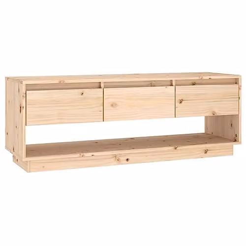 vidaXL Scandinavian Style Solid Pine TV Cabinet in Beige, W/D/H: 110.5 x 34 x 40 cm