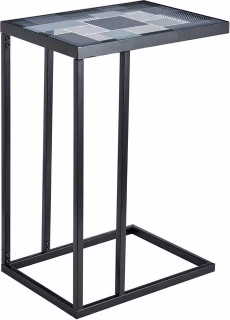 Nordara Geometric Glass Laptop Side Table in Black – 1