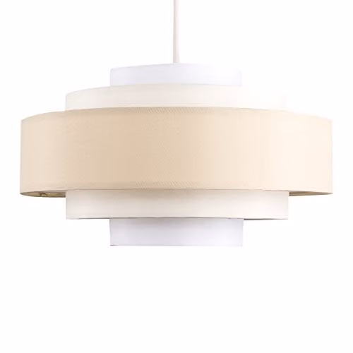 MiniSun Modern 5 Tier Fabric Ceiling Light Shade in Beige, Shade Width: 35 cm