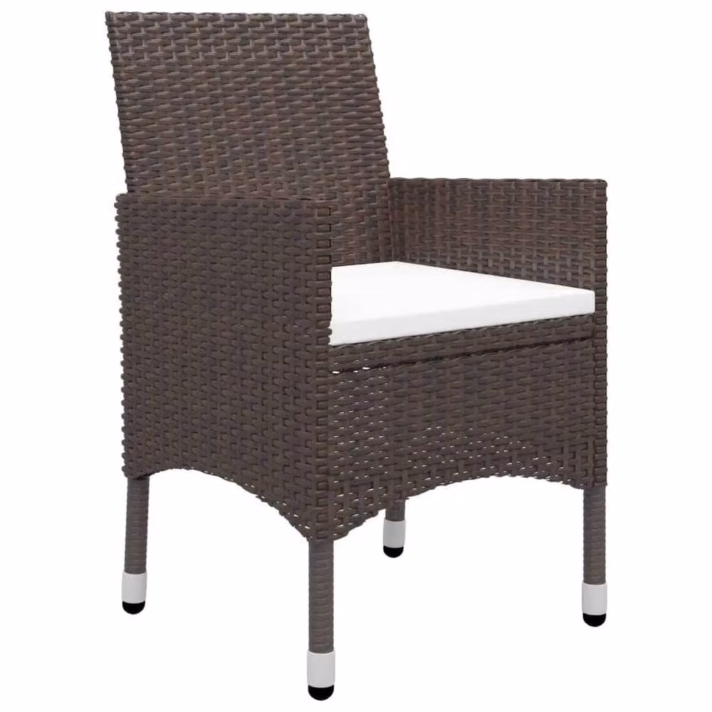 Berkfield Home 3 Piece Brown Poly Rattan and Tempered Glass Garden Bistro Set – 3