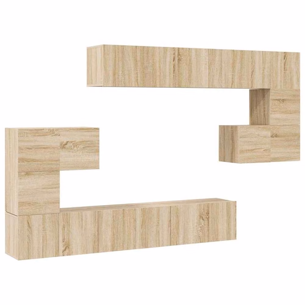 Berkfield Home Modern 10 Piece TV Cabinet Set in Sonoma Oak Light Brown Engineered Wood – 2