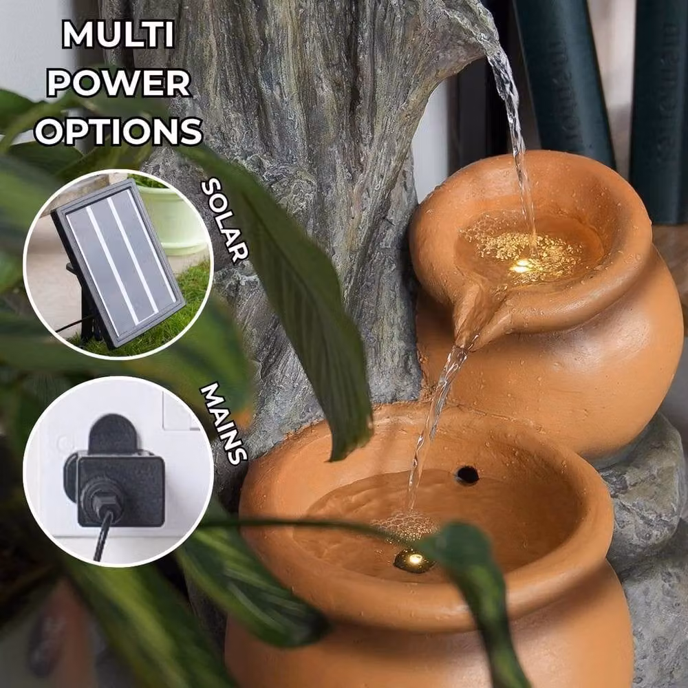 SPETLEK Tree Trunk Planter Water Feature Fountain in Brown – 2