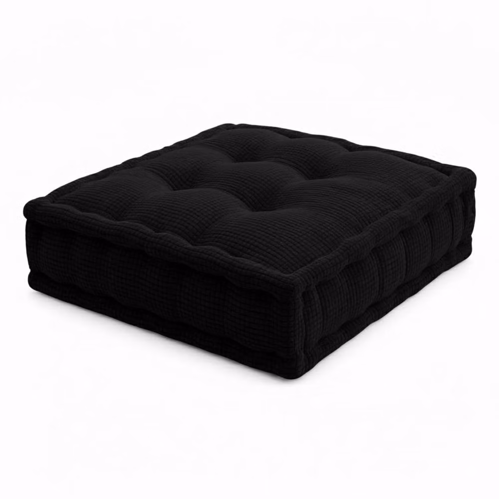 Snug City Teddy Fabric Square Booster Cushion in Black, W/D/H: 45 x 45 x 1 cm – 2