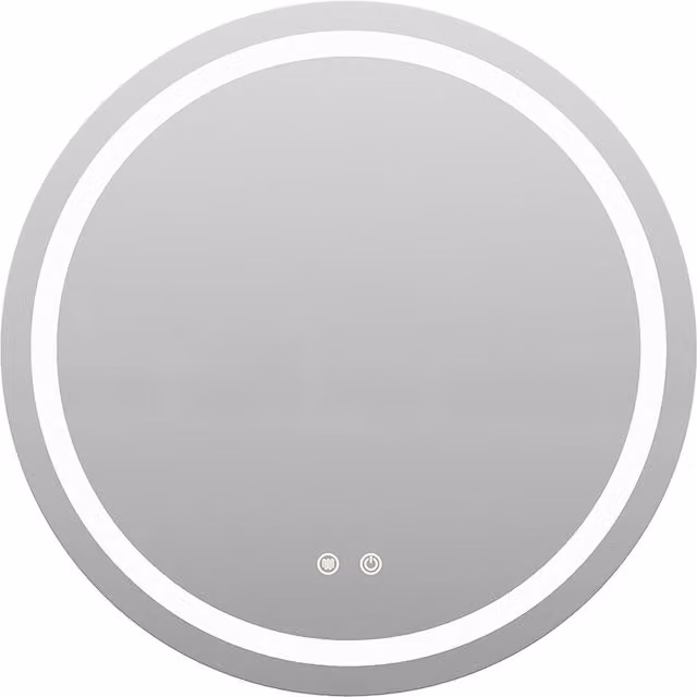 Livingandhome Wall Mounted Round LED Bathroom Mirror in Silver, Diameter: 55 cm