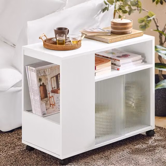 SoBuy Quintasia Glass Door Drawer File Cabinet in White
