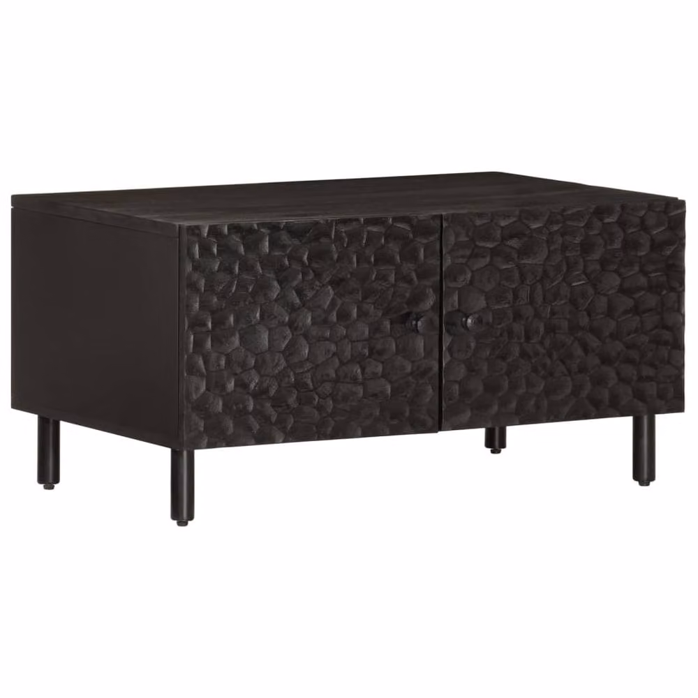 Berkfield Home Black Mango Wood Coffee Table W/D/H: 80 x 50 x 40 cm – 2
