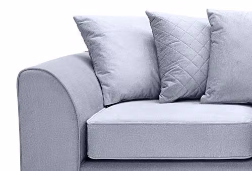 Abakus Direct Chicago 3 Seater Sofa in Silver Blue Velvet Fabric, W/D/H: 180 x 89 x 78 cm – 3