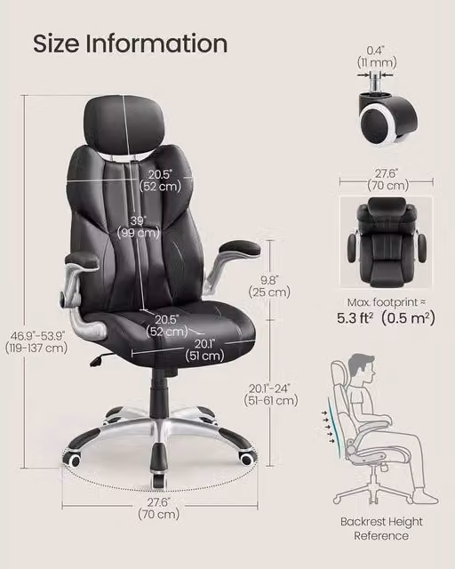 FORGEVIO Ergonomic Black Synthetic Leather Gaming Chair for Home Office and Adults