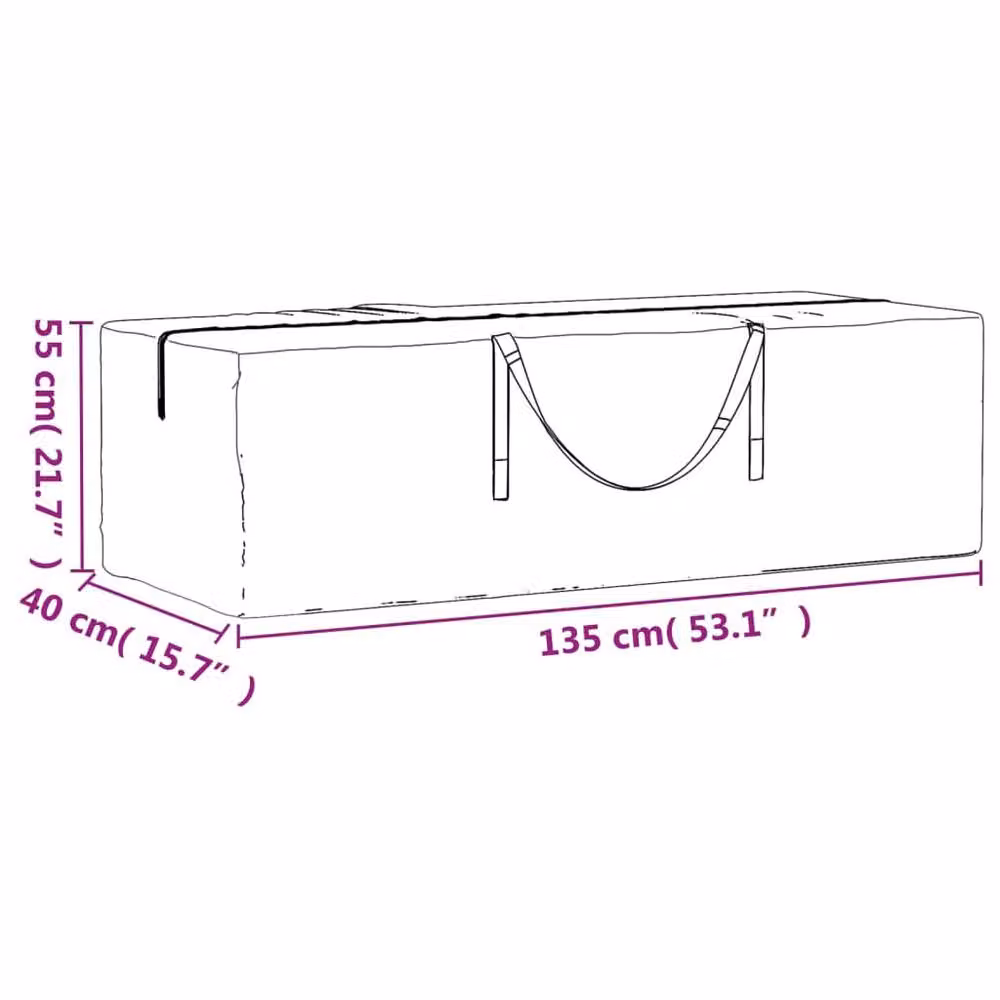 Berkfield Home Garden Cushion Storage Bag in Black, W/D/H: 135 x 40 x 55 cm – 4