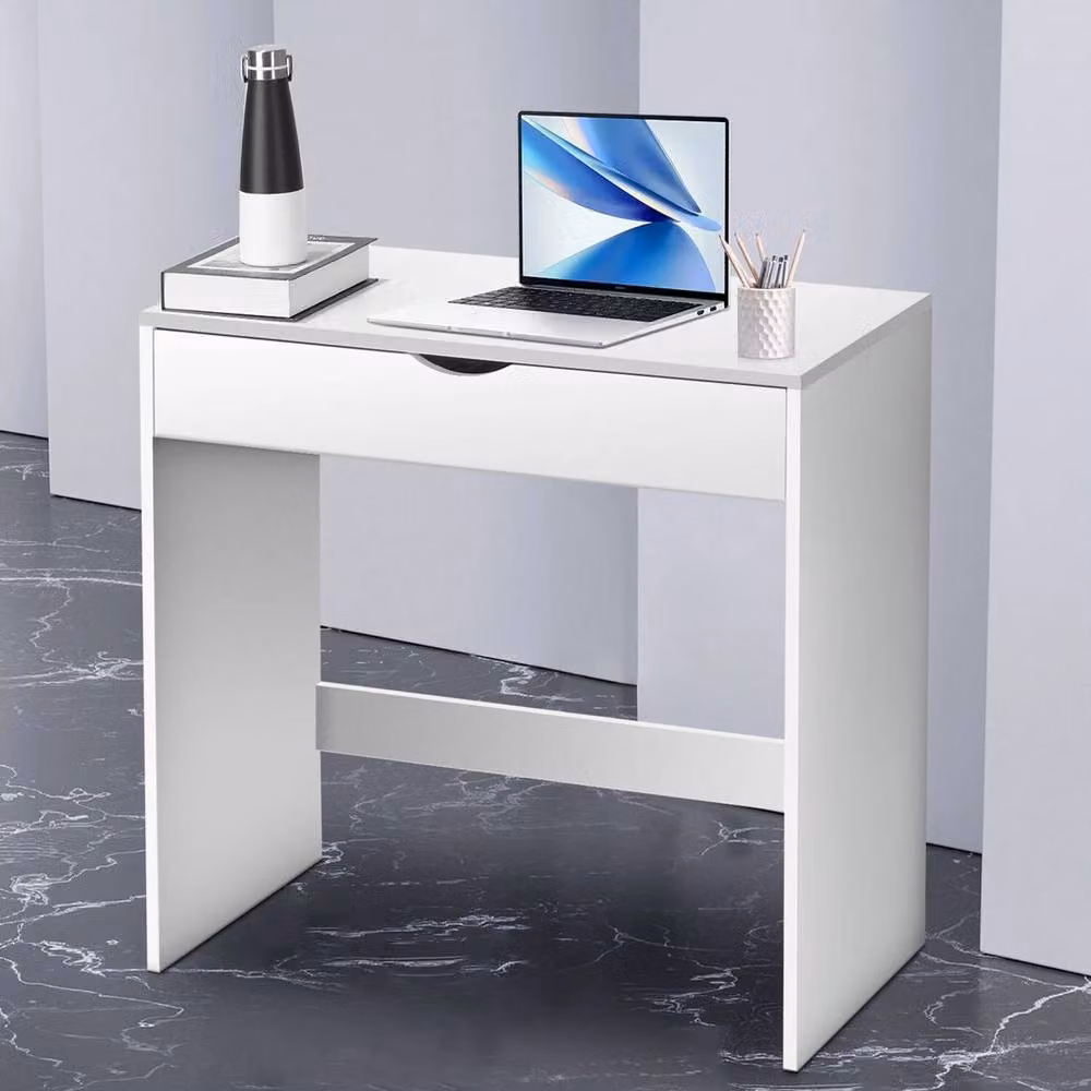 KORVIXA White Modern Wooden Dressing Table and Computer Desk for Bedroom or Home Office, W/D/H: 100 x 100 x 75 cm – 2