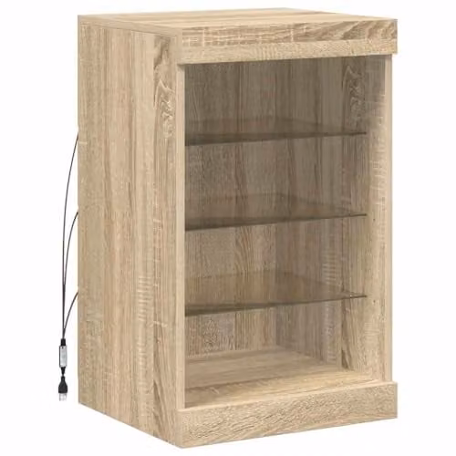 vidaXL Modern Sideboard with Integrated LED Lights, Brown, W/D/H: 41 x 37 x 67 cm – 1