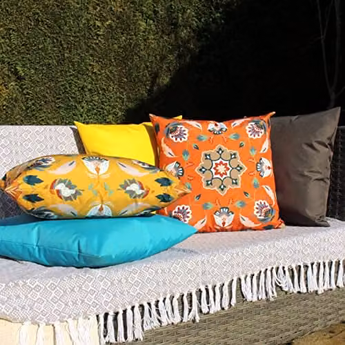 Furn Folk Flora Floral Outdoor Square Cushion in Orange, 43 x 43 cm – 4