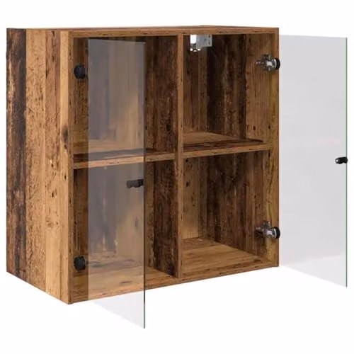 vidaXL Modern Wall Cabinet in Brown with Glass Doors and Internal Shelves, W/D/H: 68.0 x 37.0 x 68.5 cm – 5