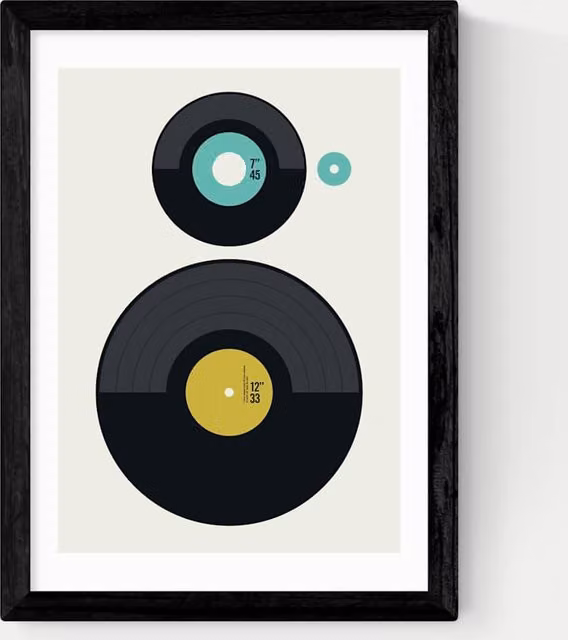 East End Prints Retro Geometric Framed Art Print in Black and Multicolour
