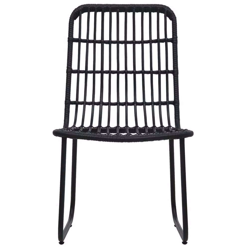Berkfield Home Set of 2 Black Poly Rattan Garden Chairs with Metal Frame – 3