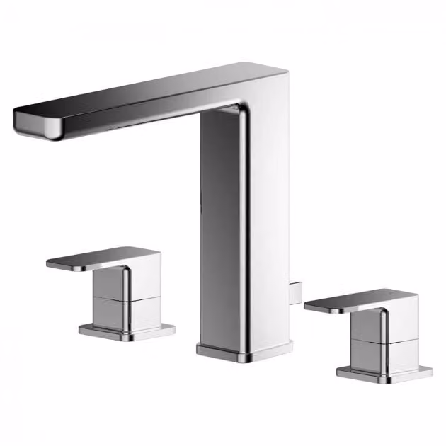 Windon Deck Mounted 3 Tap Hole Basin Mixer with Pop Up Waste in Chrome
