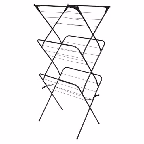 Harbour Housewares 3 Tier Foldable Steel Clothes Airer in Black