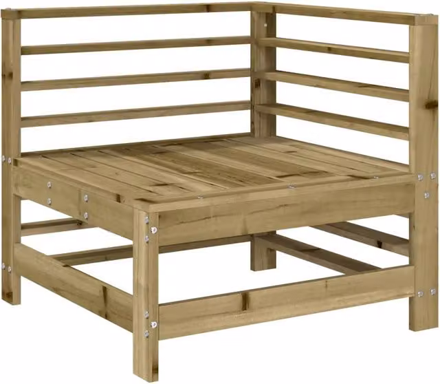 Berkfield Home Beautiful 2-Piece L-Shape Garden Corner Sofa Set in Brown Impregnated Pine Wood