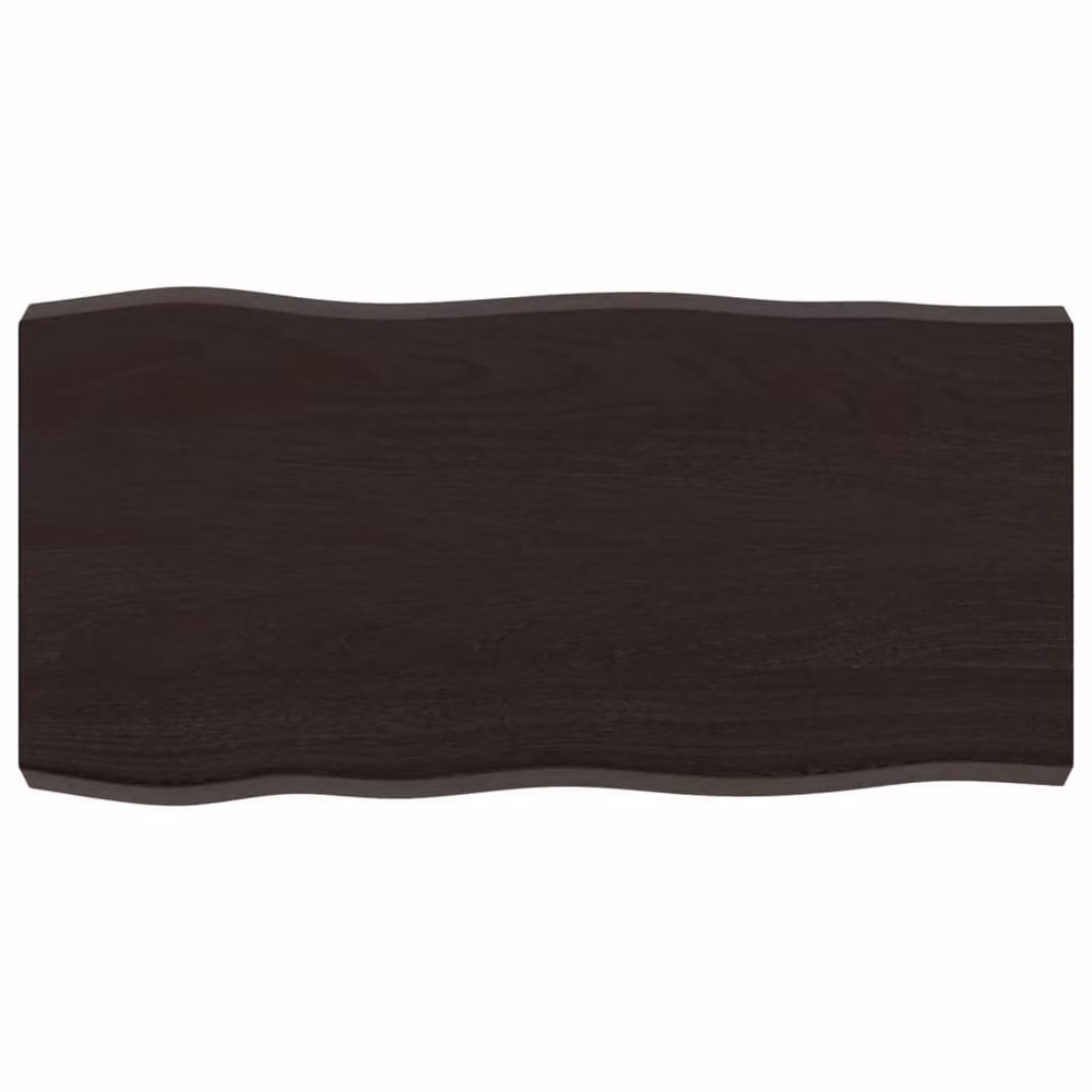 Berkfield Home Rustic Live Edge Table Top, Treated Solid Oak Wood, Dark Grey and Dark Brown, W: 80 cm, D: 40 cm, H: 2-6 cm – 2
