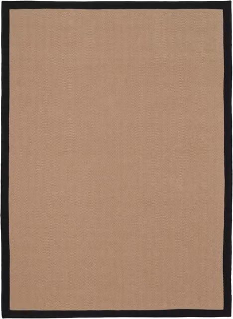Kukoon Natural Golden Beige Jute and Cotton Herringbone Pattern Area Rug with Black Border, W: 160 cm, D: 230 cm – 1