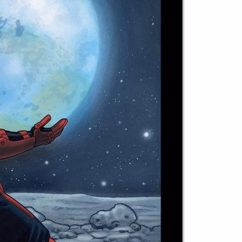 Deadpool Hugging Moon Framed Graphic Paper Poster in Red – 2