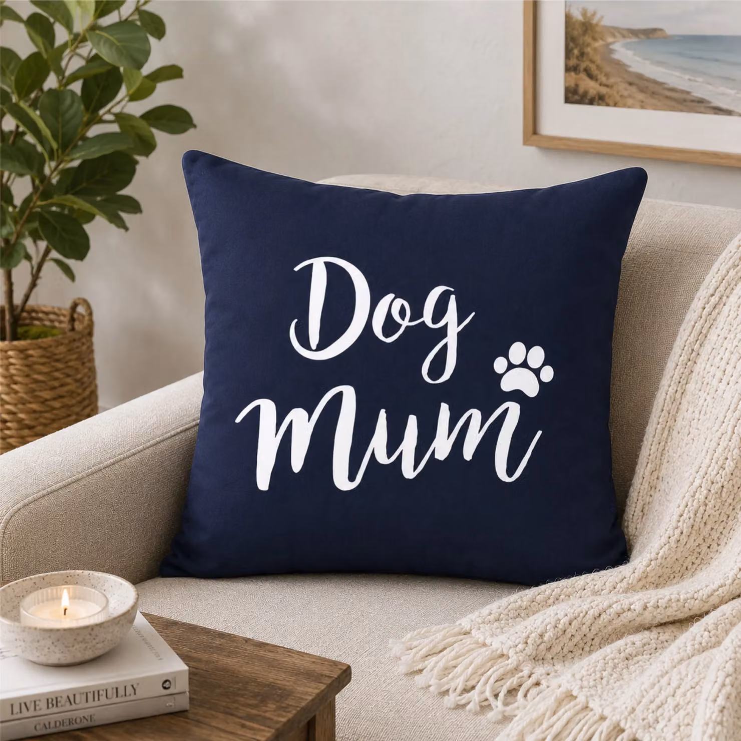 60 Second Makeover Dog Mum Cushion Cover in Navy Blue, W/D/H: 40 x 40 x 40 cm – 2