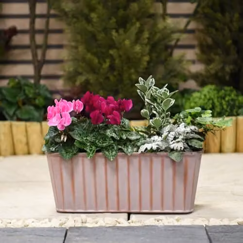 Garden Gear Rust Effect Metal Trough Planter in Brown, W: 38 cm, D: 17 cm, H: 15 cm – 2