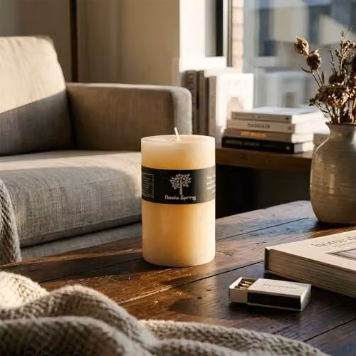 Nicola Spring Vanilla Scented Pillar Candles, Beige, Pack of 6 – 8
