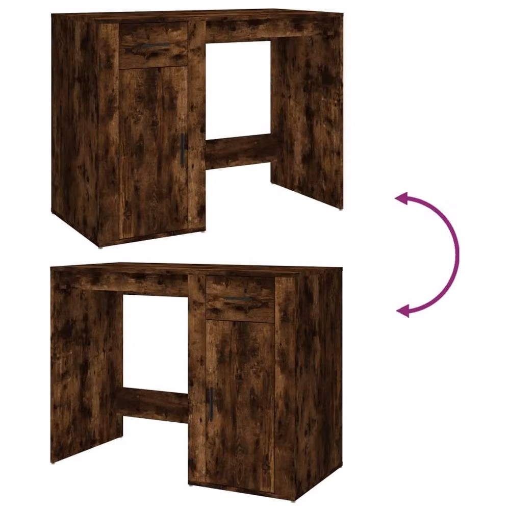 Berkfield Home Computer Desk in Smoked Oak Brown, W/D/H: 100 x 49 x 75 cm – 7