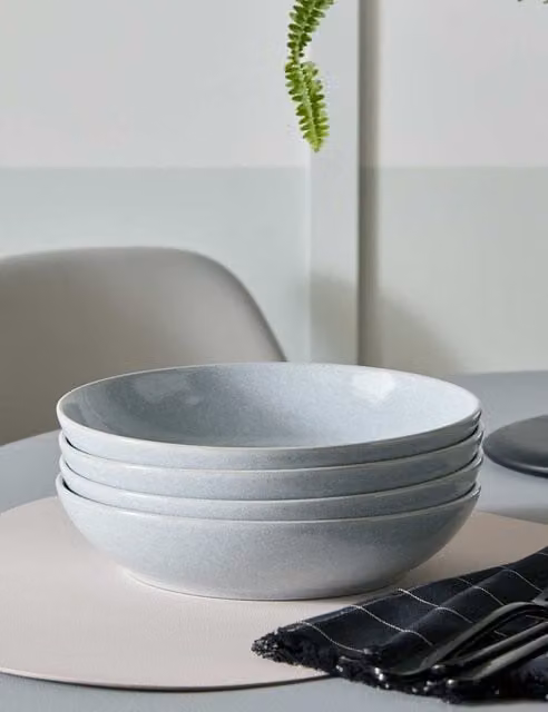 Denby Set of 4 Dove Grey Stoneware Pasta Bowls