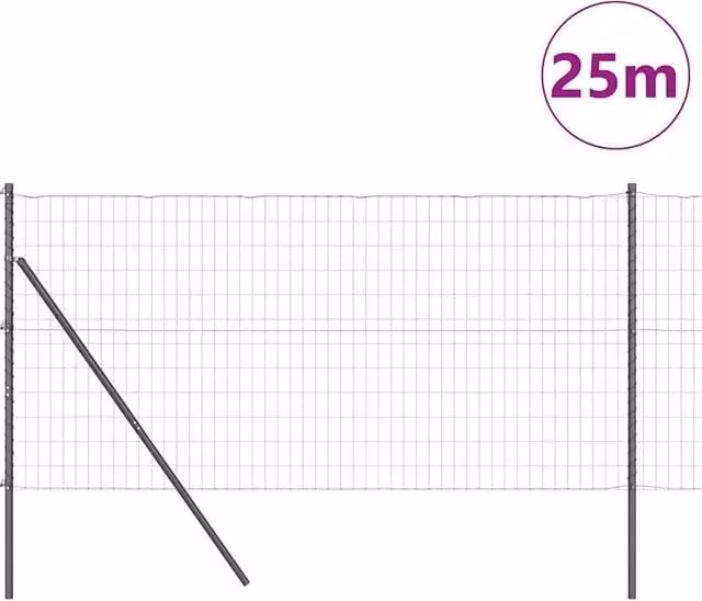 Berkfield Home Modern Euro Fence with 13 Posts, Grey Galvanised Steel, 1 x 25 m
