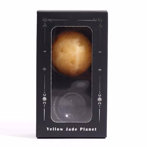 KDMD Saturn Yellow Jade Planet on a Goldstone Stand – 4