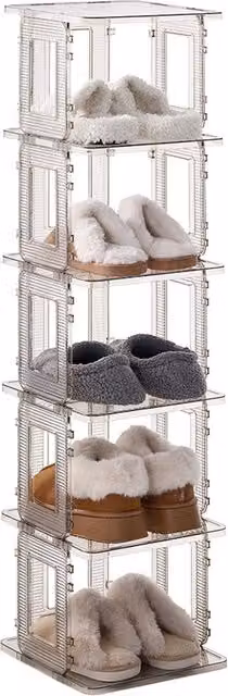 Garden Sanctuary 5-Tier Adjustable Plastic Shoe Rack in Transparent and Grey