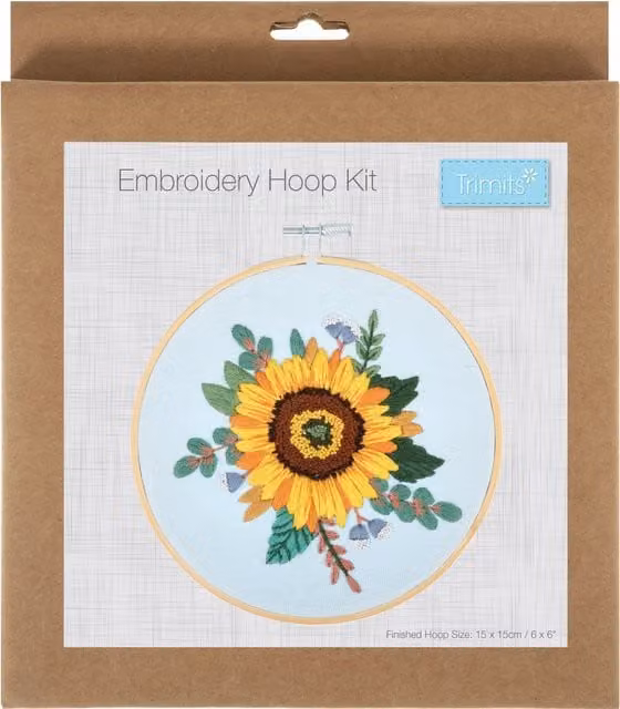 Trimits Sunflower Embroidery Hoop Kit in Natural, White and Yellow