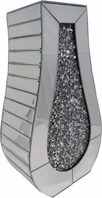 DEENZ Silver Mirrored Geometric Flower Vase in Glass
