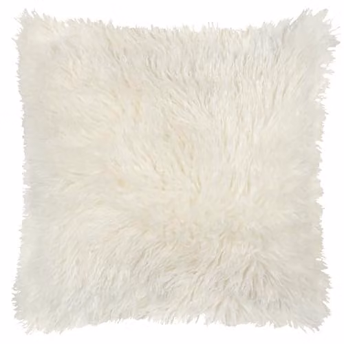 Furn Rowan Faux Fur and Velvet Decorative Cushion, Beige and White, W/D/H: 50 x 50 x 50 cm – 1