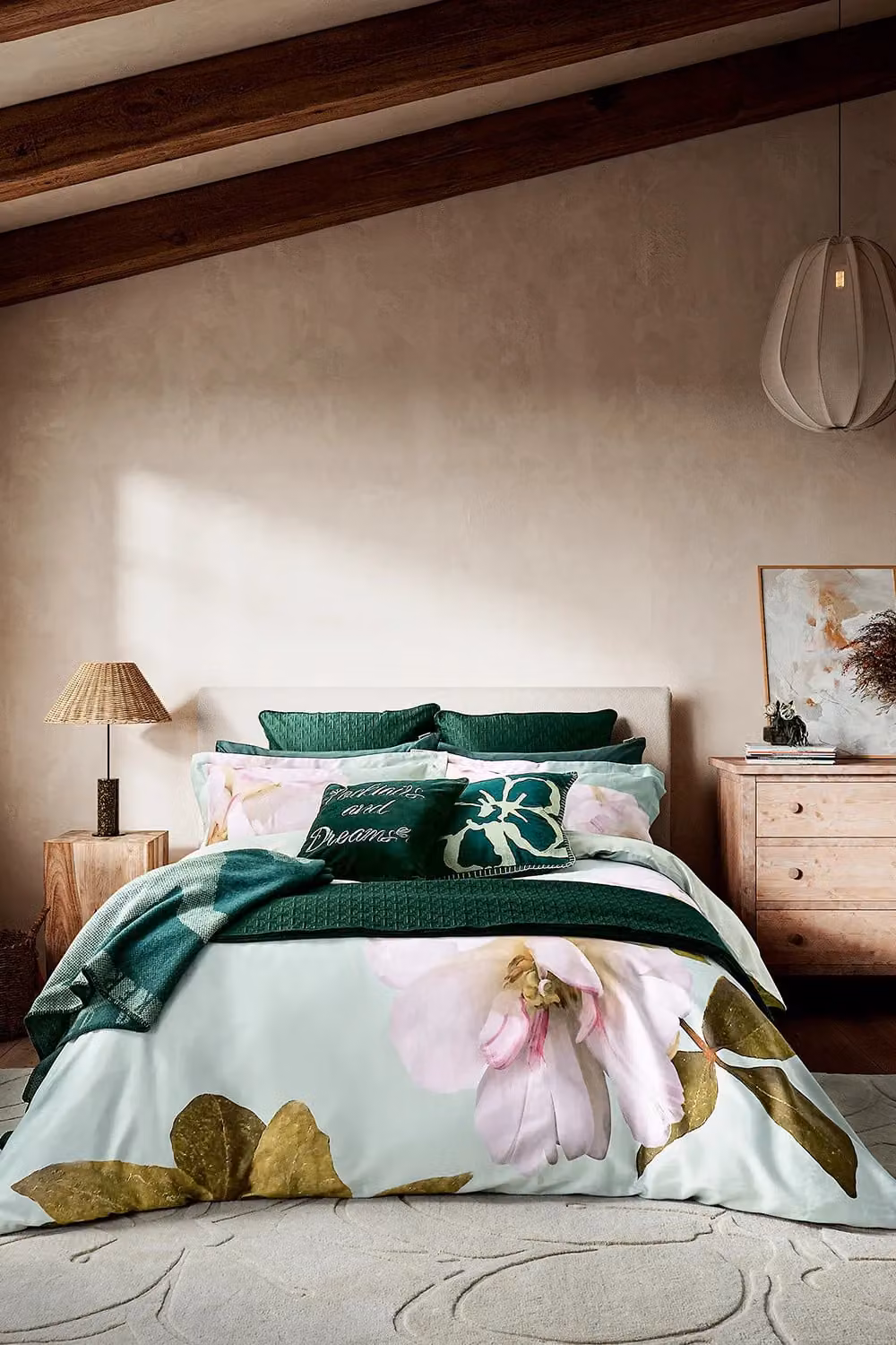 Ted Baker Cocktails & Dreams Floral Cotton Velvet Cushion in Green, W/D/H: 45 x 45 x 45 cm – 4