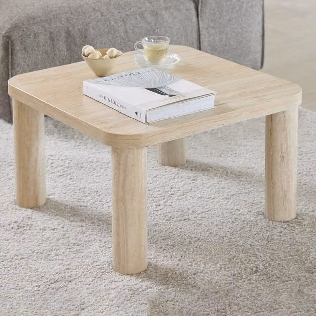Furniture To Go Solano Coffee Table in Light Travertine Beige Natural Stone
