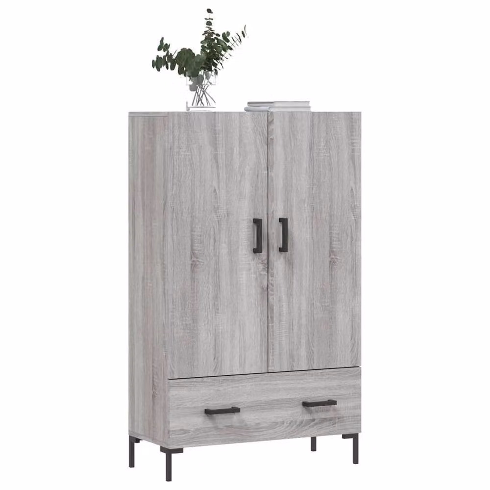 Berkfield Home Modern Grey Highboard with Hinged Doors and Internal Shelves, W/D/H: 69.5 x 31 x 115 cm – 2
